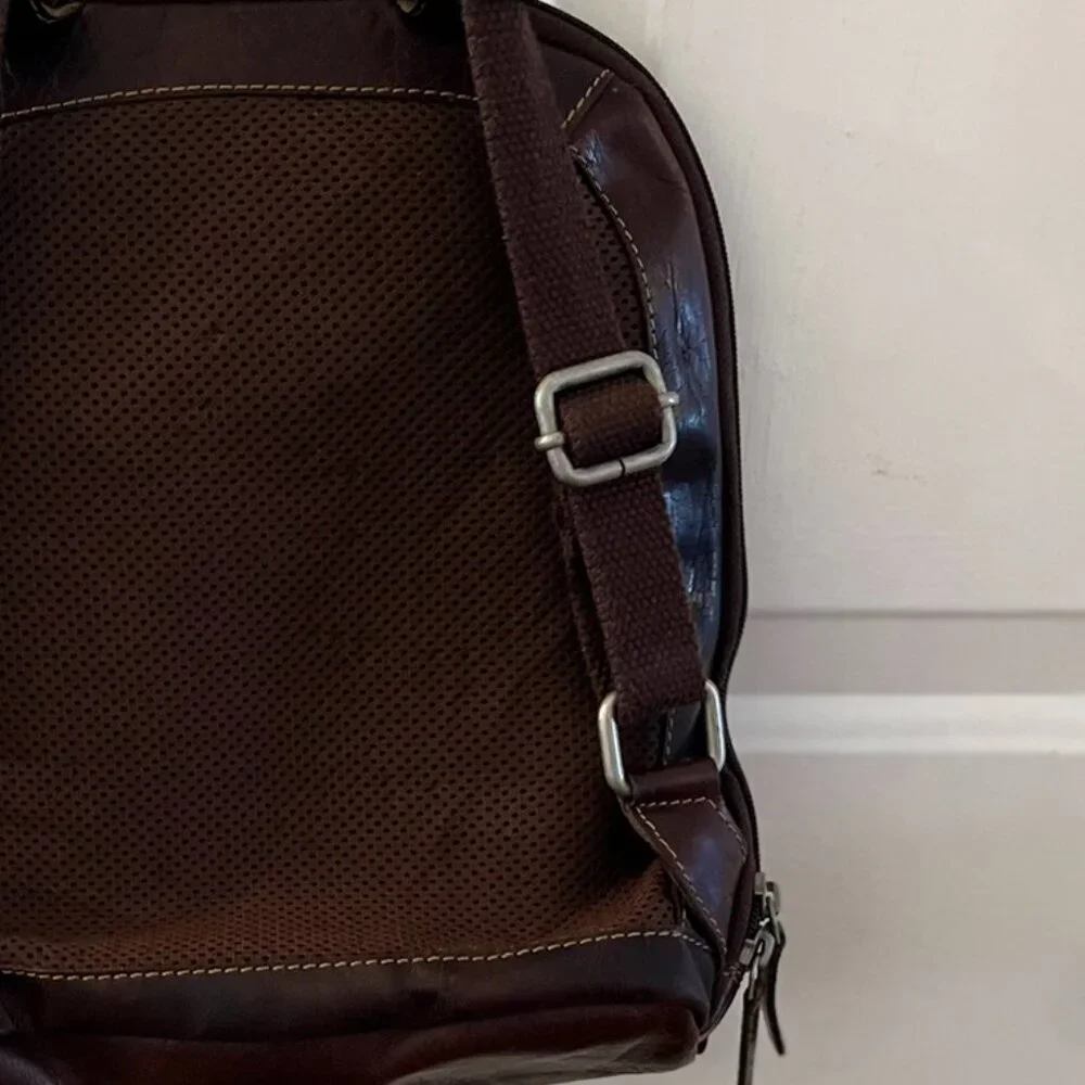 Jack Georges Dark BrownVoyager Leather Travel Convertible Backpack/Crossbody Bag - Picture 9 of 14